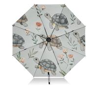 linqin Reise-Regenschirm mit niedlichen Schildkröten, faltbar, umgekehrt, Reiseschirm für Sonne, Sonne, groß, 8 Rippen, tragbarer UV-Regenschirm, automatisch, für Damen und Herren