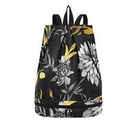 linqin Schwimm-Team-Tasche, Camping-Rucksack, wasserdicht, Strand-Rucksack, Sommer, goldfarben, Wildblumen für Damen und Herren