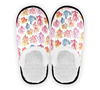 linqin Spa-Hausschuhe für Damen, Korallen-Fleece, rutschfeste Sohle, flauschig, weich, für Schlafzimmer, Zuhause, Büro, Reisen, Yoga, Größe M, Schicke, bunte Korallen, Medium