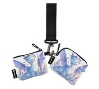 linqin Süßer Drache Lavendel Blush Damen Münztaschen Kartenhalter Dünn Flach Schlüsselanhänger Geldbörse Wechselgeldbörse mit Handgelenkschlaufe für Damen Mädchen 2 Stück, Cute Dragon Lavender Blush