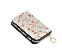 linqin Sweet Strawberry Slim Small Wallet for Travel Essential Multi-Functional Vegan Leather 9 Card Slots On The Go