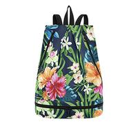 linqin Turnbeutel, Strandtasche, wasserdicht, Strandrucksack, bunt, niedlich, tropische Pflanzen für Damen und Herren
