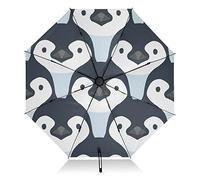 linqin Winddichter kompakter Regenschirm, niedlicher Pinguin, zusammenklappbar, umgekehrter Reiseschirm für Sonnenregen, 8 Rippen, großer UV-Regenschirm, automatisch für Damen und Herren