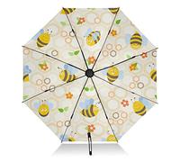 linqin Winddichter Reise-Regenschirm, Biene, umgekehrt, kompakter Regenschirm für Sonne, Regen, faltbar, 8 Rippen, großer UV-Regenschirm, automatisch, für Damen und Herren