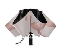 linqin Winddichter Reise-Regenschirm Flamingo Roségold Tragbarer umgekehrter kompakter Regenschirm für Sonne Regen 8 Rippen Großer UV-Regenschirm Automatisch für Männer Frauen