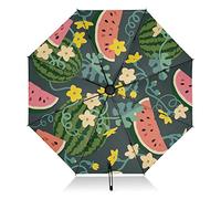 linqin Winddichter Reise-Regenschirm Wassermelonen Scheiben Tragbarer umgekehrter kompakter Regenschirm für Sonne Regen 8 Rippen Großer UV-Regenschirm Automatisch für Männer Frauen