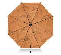 linqin Zusammenklappbarer Reise-Regenschirm, Orange, Kürbis, umgekehrt, kompakter Regenschirm für Sonne, Regen, groß, winddicht, 8 Rippen, UV-Regenschirm, automatisch für Männer und Frauen