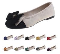 LinRim Ballerina Damen Elegant Weich Faux Wildleder Flach Spitze Pumps Slip On Kleid Schuhe Runde Zehe Geschlossene Ballerinas Schleife Mokassin Klassische Sommerschuhe Walking Flats für Frauen