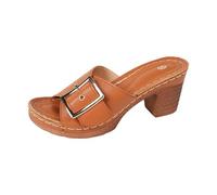 LinRim Damen Clogs Holzschuhe Holz Pantoletten mit Absatz Sommer Sandalen Bunte Farben Pantoletten Damen Mit Absatz Plateau Sandaletten Peep Toe Sandalen Wedges Slippers Leder Slide Keilabsatz Pumps