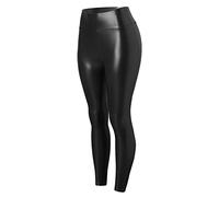 LinRim Damen Kunstleder Leggings High Waist Leggings Hose Strumpfhosen Treggins Leggins Kunstleder Leggings Leder Look hüfthoch, Stretch, Leggings aus mattem Leder