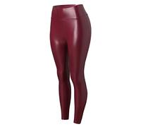 LinRim Damen Kunstleder Leggings High Waist Leggings Hose Strumpfhosen Treggins Leggins Kunstleder Leggings Leder Look hüfthoch, Stretch, Leggings aus mattem Leder