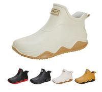 LinRim Gartenschuhe Unisex Gummistiefel Regenstiefel Kurzschaft Gummistiefel Halbhoch Gummistiefeletten Kurze rutschfeste Regenschuhe Grundlegend Wasserdicht Atmungsaktiv Stiefeletten