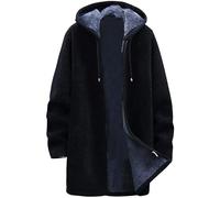 LinRim Herren Fleece gefütterte Strickjacke Langer Strickpullover Pullover Winter Dicker Warmer Mantel Cardigan Lang Strickjacke mit Kapuze Wintermantel Fleecejacke Sweatjacke Strickjacken