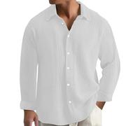 LinRim Herren Hemd GroßE GrößEn Musselin Longsleeve Baumwolle Button Down Leicht Sommerhemd Casual Sweatshirt Bequem Atmungsaktiv Strandhemd Einfarbig Freizeithemd Lockere für Alltag, Büro, Outdoor