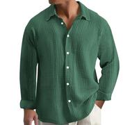 LinRim Herren Hemd GroßE GrößEn Musselin Longsleeve Baumwolle Button Down Leicht Sommerhemd Casual Sweatshirt Bequem Atmungsaktiv Strandhemd Einfarbig Freizeithemd Lockere für Alltag, Büro, Outdoor
