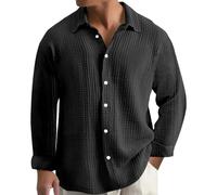 LinRim Herren Hemd GroßE GrößEn Musselin Longsleeve Baumwolle Button Down Leicht Sommerhemd Casual Sweatshirt Bequem Atmungsaktiv Strandhemd Einfarbig Freizeithemd Lockere für Alltag, Büro, Outdoor