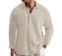 LinRim Herren Hemd GroßE GrößEn Musselin Longsleeve Baumwolle Button Down Leicht Sommerhemd Casual Sweatshirt Bequem Atmungsaktiv Strandhemd Einfarbig Freizeithemd Lockere für Alltag, Büro, Outdoor