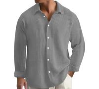 LinRim Herren Hemd GroßE GrößEn Musselin Longsleeve Baumwolle Button Down Leicht Sommerhemd Casual Sweatshirt Bequem Atmungsaktiv Strandhemd Einfarbig Freizeithemd Lockere für Alltag, Büro, Outdoor