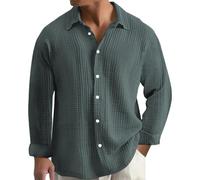 LinRim Herren Hemd GroßE GrößEn Musselin Longsleeve Baumwolle Button Down Leicht Sommerhemd Casual Sweatshirt Bequem Atmungsaktiv Strandhemd Einfarbig Freizeithemd Lockere für Alltag, Büro, Outdoor