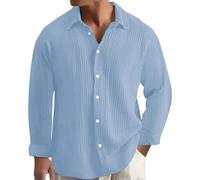 LinRim Herren Hemd GroßE GrößEn Musselin Longsleeve Baumwolle Button Down Leicht Sommerhemd Casual Sweatshirt Bequem Atmungsaktiv Strandhemd Einfarbig Freizeithemd Lockere für Alltag, Büro, Outdoor