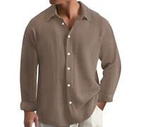 LinRim Herren Hemd GroßE GrößEn Musselin Longsleeve Baumwolle Button Down Leicht Sommerhemd Casual Sweatshirt Bequem Atmungsaktiv Strandhemd Einfarbig Freizeithemd Lockere für Alltag, Büro, Outdoor