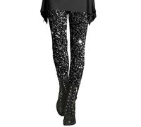 LinRim High Waist Leggings Damen Elastische Leggins Weiche Sporthose Blickdicht Leggins Glitzer Hose Damen Lang Weihnachtsleggings mit künstlerischem Spritzdruck Leggings Elegant Strumpfhose