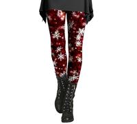 LinRim High Waist Leggings Damen Elastische Leggins Weiche Sporthose Blickdicht Leggins Glitzer Hose Damen Lang Weihnachtsleggings mit künstlerischem Spritzdruck Leggings Elegant Strumpfhose