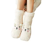 LinRim Kuschelsocken Damen, Dicke Wintersocken Warme Haussocken Schlafsocken niedlicher Bär Bettsocken Flauschige Socken Stoppersocken Thermo Hüttensocken