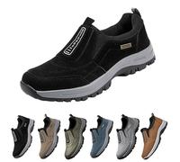 LinRim Slip On Sneaker Herren ohne schnürsenkel Turnschuhe rutschfest Sportschuhe Outdoor Walkingschuhe Atmungsaktive rutschfeste Wanderschuhe,wasserdichte Herren Halbschuhe Orthopädische Schuhe,EU48