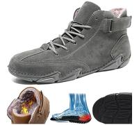 LinRim Winterschuhe Herren Gefüttert Warm Winterstiefel Herren Draussen Winterboots Schneestiefel Rutschfest Wanderstiefel rutschfest Klassische Winter Boots Outdoor Boots, (Grau, 42)