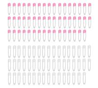 LINTRA Windelnadeln, 100 Stück Edelstahl Baby Sicherheitsnadeln, Windelstifte mit Schloss, Rosa und Weiß Kinder Sicherheitsnadel, für Windeln, Kleidung, Basteln