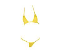 LinvMe Mikro Bikini-Set für Damen, extrem sexy, heiße Seide, Mini Tanga Bademode, gelb, Einheitsgröße