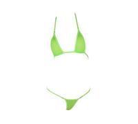 LinvMe Mikro Bikini-Set für Damen, extrem sexy, heiße Seide, Mini Tanga Bademode, Grün , Einheitsgröße