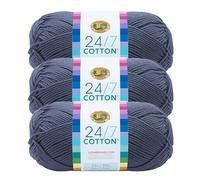 Lion Brand 24/7 Baumwollgarn, Garn zum Stricken, Häkeln und Basteln, Denim, 3er-Pack