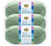 Lion Brand 24/7 Baumwollgarn, Garn zum Stricken, Häkeln und Basteln, Mint, 3er Pack