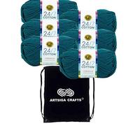 Lion Brand 24/7 Cotton Dragonfly 761-177 (6 Knäuel - gleiche Farbstofflose) Kammgarn zum Häkeln und Stricken, Größe M, #4, Baumwollgarn zum Häkeln und Stricken, mit Projekttasche