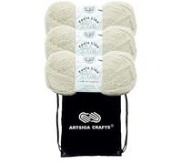 Lion Brand Feels Like Bliss Sand Dollar 153-099 (3 Knäuel - gleiche Farbstofflose) Chunky Bulky #5 Nylongarn zum Häkeln und Stricken, mit Projekttasche