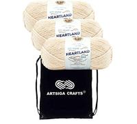 Lion Brand Heartland Acadia 136-98 (3 Knäuel - gleiche Farbstofflose) Kammgarn, mittelgroß, #4, Acrylgarn zum Häkeln und Stricken, mit Projekttasche