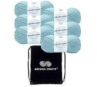 Lion Brand Heartland Congaree 136-183 (6 Knäuel - gleiche Farbmenge) Kammgarn zum Häkeln und Stricken, Acrylgarn zum Häkeln und Stricken, Bündel mit 1 Artsiga Craft-Projekttasche