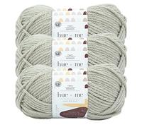 Lion Brand Hue + Me Garn zum Stricken, Häkeln und Basteln, sperrig und dick, weiches Acryl- und Wollgarn, Whisper, (3er-Pack)