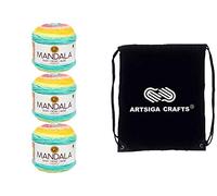 Lion Brand Mandala Baby Honeydukes 526-207 (3 Knäuel - gleiche Farbmenge) DK Light Worsted #3 Acrylgarn zum Häkeln und Stricken, Bündel mit 1 Artsiga Craft-Projekttasche