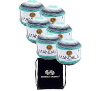 Lion Brand Mandala Genie 525-217 (6 Knäuel - gleiche Farbstofflose) DK Light Worsted #3 Acrylgarn zum Häkeln und Stricken, Bündel mit 1 Artsiga Craft-Projekttasche