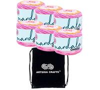 Lion Brand Mandala Ombre Serene 551-207 (6 Knäuel - gleiche Farbstofflose) Kammgarn zum Häkeln und Stricken mit Projekttasche Medium #4