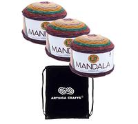 Lion Brand Mandala Warlock 525-215 (3 Knäuel - gleiche Farblose) DK Light Worsted #3 Acrylgarn zum Häkeln und Stricken, mit Projekttasche