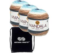 Lion Brand Strickgarn Mandala Baby Wishing Well 3 Knäuel Factory Pack (gleiche Farbstofflose) 526-204 Bündel mit 1 Artsiga Crafts Projekttasche