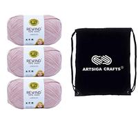 Lion Brand Strickgarn Rewind Mahagoni Rose 3 Knäuel Fabrikpackung (gleiche Farbstoffmenge) 523-139 Bündel mit 1 Artsiga Crafts Projekttasche