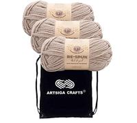 Lion Brand Strickgarn, wiedergesponnen, Hazelwood 843-124 (3 Knäuel) Gleiches Farbstoff, Gewicht S Bulky #6 Weiches 100% recyceltes Polyester-Bündel mit 1 Artsiga Basteltasche