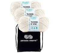 Lion Brand Wool Ease Thick & Quick Fisherman 640-099 (3 Knäuel - gleiche Farblose) #6 S sperriges Acryl-Wollgarn zum Häkeln und Stricken, Bündel mit 1 Artsiga Craft-Projekttasche