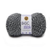 Lion Brand Yarn Basic Stitch Anti-Pilling Strickgarn, Garn zum Häkeln, 1er Pack, schwarz/weiß