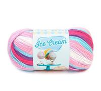 Lion Brand Yarn Ice Cream, DK Weight Acryl-Mischgarn zum Stricken, Häkeln und Basteln, Himbeer-Ripple, 1 Packung